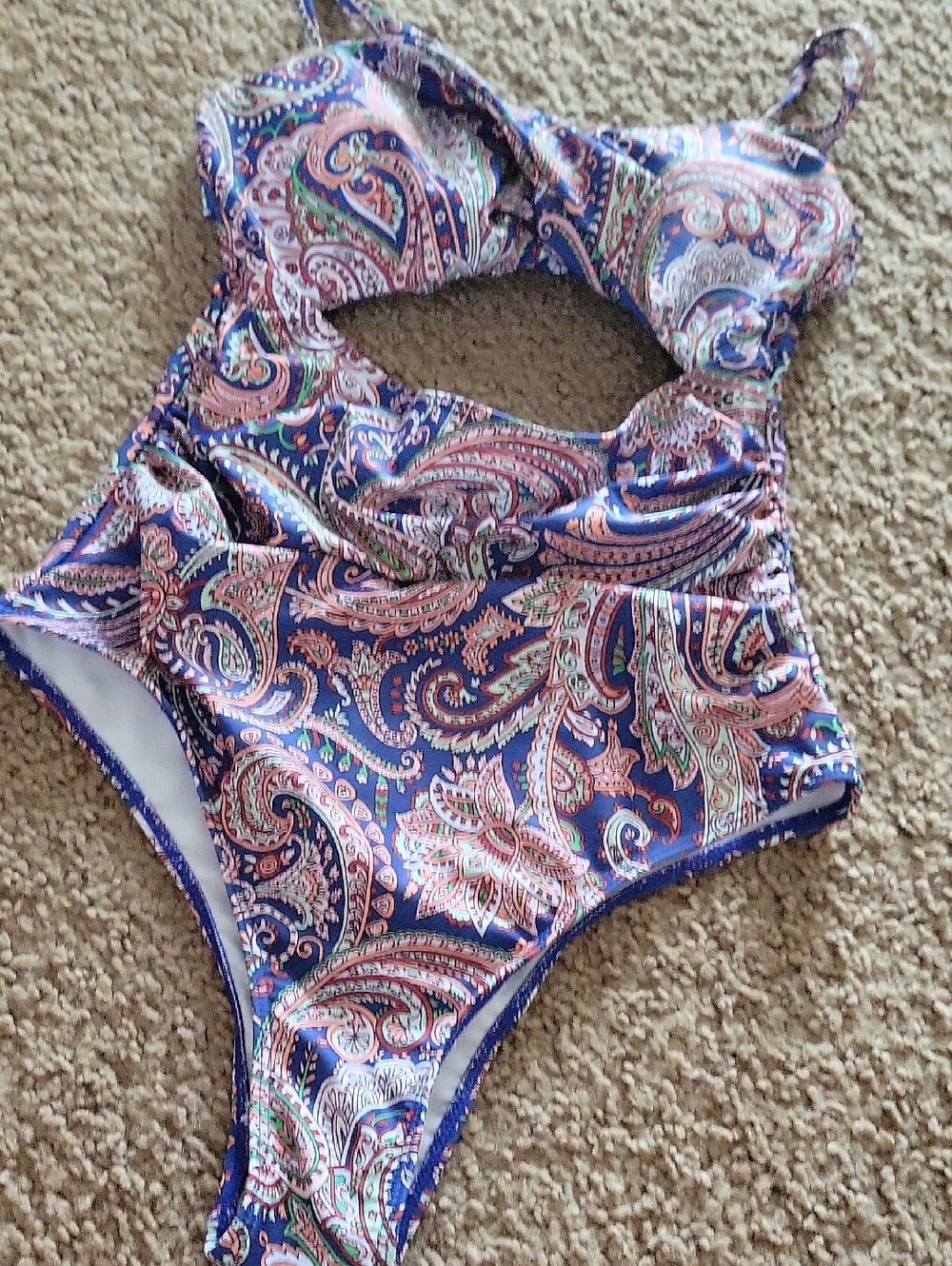 NWOT Paisley Cutout One-Piece Swimsuit